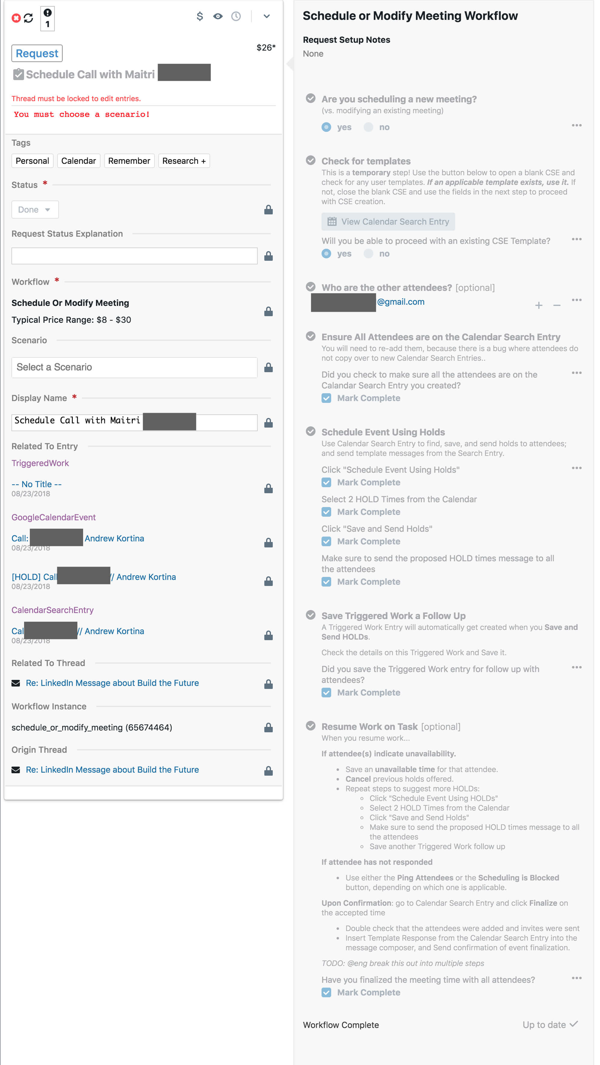 schedule or modify meeting workflow